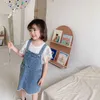 Été jolies filles lâche denim sangle robes 1-6 ans style coréen enfants tout match robe 210615