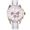 New Men Quartz Watch White Ceramic Two-tone Stainless Steel Back Dial Silver Hands chronograph2442288t