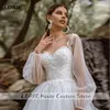LORIE Puff Sleeve Dress 2021 Elegant Appliqued Lace Bridal A-Line Corset Back Princess Wedding Gowns