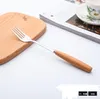 Stainless steel tableware with wooden handle knife and fork spoon dessert coffee spoon-tableware SN3155