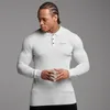 Polo Shirt Män Höst Ny Varumärke Fitness Mens Casual Långärmad Polo Skjortor Manlig Snim Fit Solid Färg Business Poloshirt 210421