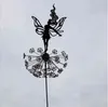 Ogród Dekoracyjne Stacz Wróżki i Dandelions Dance Razem Metal Ogród Yard Art Decor Lawn Krajobraz Rzeźba Dekoracja Q0811