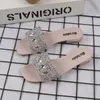 Slippers 2021 Summer Fashion Sexy Roman Rhinestone Flat Open Open Tee Square Head