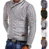 男性のセータースタイリッシュなジップアップ男性シンプルな胸ケーブルニットニットジャンパーセーター長袖暖かい冬のプルオーバー
