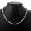 925 Sterling Silver 45cm 8mm Classic Basic Chain Necklace Ot Button for Women Man Fashion Wedding Party Charm Jewelry