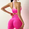 2Pcs Seamless Yoga Set Gym Fitness Clothing Women Suit Sportswear Female Workout Leggings Top Sport Clothes Training 210802