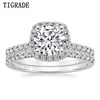 1.25CT 925 Sterling Silver Bridal Rings Sets Cubic Zirconia Halo CZ Engagements Wedding Bands For Women Promise 211217