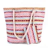 Shopping Bags Bolso De Mano Lona Para Mujer Conjunto 2 Piezas a Rayas Colores Hombro Gran Capacidad Estilo Bohemio Informal 220303