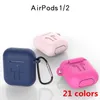 2 in 1 für Apple Airpods 1 2 Koffer Silikonverstärker Protector Airpods Abdeckung Wireless Kopfhörerbox Anti-Drop mit Haken