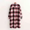 Mulheres outono inverno xadrez de lã mistura casacos solto longos bolsos plus size moda rua feminino casual outerwear roupas 210513