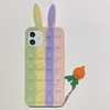 Rabbit Ear Mobiltelefonfodral för iPhone 12 Mini Pro 11 XR XS MAX X 10 8 7 Plus Push Soft Silicone Rainbow Fashion Cellphone Back Skin Fidget Fall unika 3D -telefonfodral