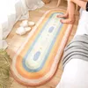 1PC Oval Furry Rainbow Rug Bedroom Long Foot Mat Soft Lamb Wool Living Room Bedside Carpet Non-Slip Absorbent Door Mats Decor 220301