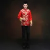 Mężczyźni Czerwony Tradycyjny Chiński Oblubienica Kostium Kostium Ślubny Casual Soft Cheongsam Exquisite Dring Dragon Tangzhuang Kurtka Odzież Etniczna