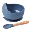 3pcs Baby Feeding Set Silicone Tableware Kids Waterproof Bib Bowl Spoon Dishes GXMB G1221