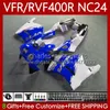 Kit de carrosserie pour HONDA RVF VFR 400 VFR400 R 400RR 1987-1988 Bodys 78No.176 VFR400R VFR400RR Blanc bleu NC24 V4 87 88 RVF400R VFR 400R RVF400 R 1987 1988 Carénages MOTO