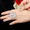 Micro Pave Cubic Zirconia Flower Dubai Gold Color Big Statement Rings for Women Bridal Wedding Party Jewelry R133 210714