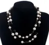 S925 Designer Jóias Pingentes Colar Mulheres Elegantes Preto e Branco Pérola Suéter Cadeia Paris Moda Senhora Diamante Colares Noiva Casamento Jóias Acessórios