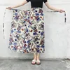 Low-cost Wholesale Vintage Chiffon Midi Skirts Women 2021 Summer Floral Print High Waist Beachwear Woman Boho Bandage Skirt