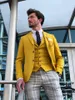 Two-Pieces Coatjacket Yellow Men Business Past Single Breasted Custom Made Slim Fit Groom Party Jas Op maat gemaakt Werkkleding