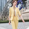 Summer Fashion Temperament Slim Suit Business formale mezza manica Blazer e pantaloni Office Ladies Work Wear 210930