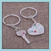 Keychains Fashion Aessories Zinc Alloy Sier Plated Lovers Gift Couple I Love You Heart Keychain Keyring Creative Key Chain Drop Delivery 202