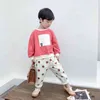 패션 소년 소녀 Corduroy 캐주얼 바지 아이들 도트 3 색 바지 1-6Y 210508