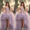 Meisjesjurken Meisjes Pageantjurken Kant Applique Mouwloze Bloem Meisje Voor Bruiloft Paars Tulle Puffy Kids Communion Companion Jurk