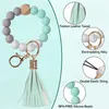 Party Favor Silicone Keychain Bracelet For Women Beaded Keyring Wristlet House Car Keys Ring Holder