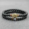 Link Chain 2st/ Set Men Armband Natural Lava Stone Pärlor Armband Moonstone Labradorite för par smycken manlig pulseira INTE22