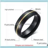 Banda jóias moda jóias anel preto e ouro banhado mens 6mm largo polido titanium titanium anéis para homem gota entrega 2021 cxeu