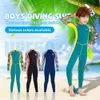 Children's Swimsuit Boys One-piece Long-sleeved Sunscreen Swimwear Students Swimming Training Snorkeling Surfing Suit