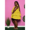 Sukienki swobodne Vavcy 2022 Summer Yellow Rleevelesss Seksowna kobiety sukienka mini xl-5xl