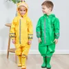 Hooded Kids Raincoat Hoge zichtbaarheid Reflecterende Rainuit Rainwear Ademend Regenjas voor kinderen 0.9-1.35m Boy Girl studenten