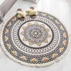 Nordic Ethnic Style Rug Cotton Linen Tassel Floor Mat Boho Round Carpet Home el Living Room For Kids Anti Slip carpet Doormat 210917