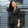 Formele elegante broekpakjes met broek en jassenjas herfst winter winter lange mouw zakelijke werk slijtage olstijl blazer set dames tweedelig