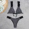 Costume da bagno sexy perizoma a pois donna bikini push up costumi da bagno con volant set costume da bagno brasiliano due pezzi da bagno femminile 210520