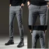 Jantour Brand Spring Pants Men Casual Elastic Long Trousers Male Cotton Lattice Straight Gray Work Pant Men's Large Size 28-38 SH190816