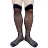 Erkek Çorap Vintage Mens Through Diz Çizgili Seksi Çorap Lingerie Moda Erkek Resmi Elbise Suit Tüp Hortum