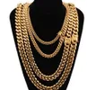 FIJNE kettingen 8mm/10mm/12mm/14mm/16mm roestvrij stalen sieraden 18K geel goud hoog gepolijst Miami Cubaanse link ketting mannen punk curb chain vlinder gesp