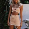 Casual bijgesneden mini jurk zomer strand sundress vrouwen mode chic white es korte twee stukken set 210427