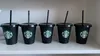 Meerjungfrau-Göttin Starbucks 24oz/710ml Plastikbecher wiederverwendbarer, klarer Trinkhalm mit flachem Boden und säulenförmigem Deckel