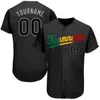 Jersey di baseball di baseball verde-bianco neonato nero personalizzato