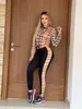 J2635 European and American women's Tracksuits spring new plaid print casual two-piece suit