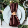 Accessoires de décoration cuisine, bar à manger maison jardin 6 pièces ronds de serviette supports en métal décor de table de dîner pour les vacances de Noël Thanksgiving