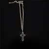 Vintage Gothic Hollow Cross Pendant Necklaces Silver Color Cool Street Style Necklace For Men Women Gift Wholesale Neck Jewelry