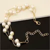 Halsband örhängen set imitation pärla guld uttalande och armband för kvinnor bröllop koreanska