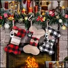 Forniture per feste festive Home Gardenpet Dog Calzoni di Natale Buffalo a forma di ossa di grandi dimensioni Piets Hanging Pets Stocking for Dogs Nars
