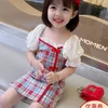 PrinsessenJurken Meisjes Dress For Girls Toddler Girl Dresses 2021 New Summer Cute Puff Sleeve Cute Costume Plaid Lovely Kids Q0716