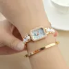 Or Rose femmes montre dame montre-bracelet alliage carré femme horloge pour cadeau diamant cristal chaîne décontracté montres à Quartz horloges
