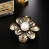 Pins, Brooches Retro Court Brooch Pearl Flower Badge Vintage Scarf Buckle Suit Lapel Pin Crystal Rhinestone Jewelry Women Hat Bag Accessorie